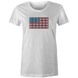 Ride, White & Blue Women'sJeremy Reiss - THREAD+SPOKE | MTB APPAREL | ROAD BIKING T-SHIRTS | BICYCLE T SHIRTS |