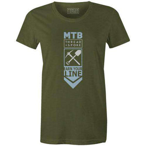 Earn Your Line Women'sThread+Spoke - THREAD+SPOKE | MTB APPAREL | ROAD BIKING T-SHIRTS | BICYCLE T SHIRTS |
