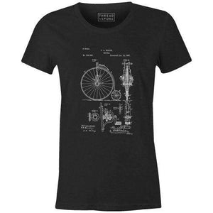 Bike Patent 1887 Women'sPoster Bob - THREAD+SPOKE | MTB APPAREL | ROAD BIKING T-SHIRTS | BICYCLE T SHIRTS |
