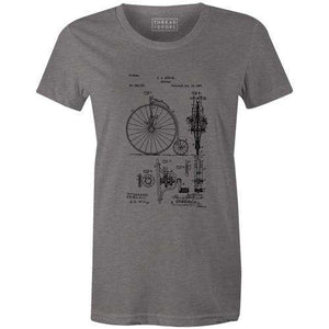 Bike Patent 1887 Women'sPoster Bob - THREAD+SPOKE | MTB APPAREL | ROAD BIKING T-SHIRTS | BICYCLE T SHIRTS |