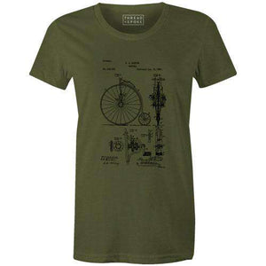 Bike Patent 1887 Women'sPoster Bob - THREAD+SPOKE | MTB APPAREL | ROAD BIKING T-SHIRTS | BICYCLE T SHIRTS |