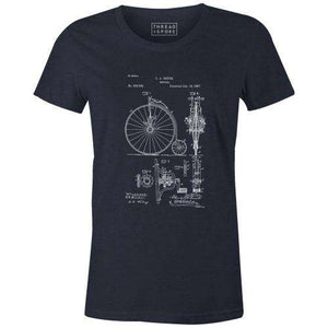 Bike Patent 1887 Women'sPoster Bob - THREAD+SPOKE | MTB APPAREL | ROAD BIKING T-SHIRTS | BICYCLE T SHIRTS |