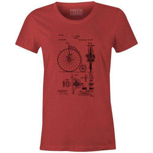 Bike Patent 1887 Women'sPoster Bob - THREAD+SPOKE | MTB APPAREL | ROAD BIKING T-SHIRTS | BICYCLE T SHIRTS |