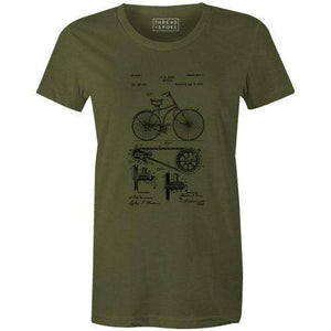 Bike Patent 1890 Women'sPoster Bob - THREAD+SPOKE | MTB APPAREL | ROAD BIKING T-SHIRTS | BICYCLE T SHIRTS |