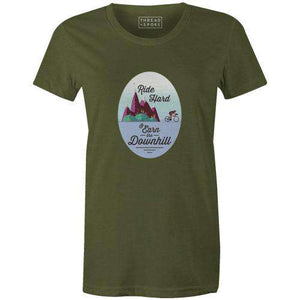 Earn the Downhill Women'sThread+Spoke - THREAD+SPOKE | MTB APPAREL | ROAD BIKING T-SHIRTS | BICYCLE T SHIRTS |