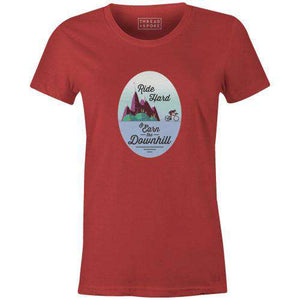 Earn the Downhill Women'sThread+Spoke - THREAD+SPOKE | MTB APPAREL | ROAD BIKING T-SHIRTS | BICYCLE T SHIRTS |