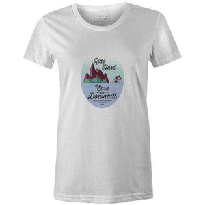 Earn the Downhill Women'sThread+Spoke - THREAD+SPOKE | MTB APPAREL | ROAD BIKING T-SHIRTS | BICYCLE T SHIRTS |