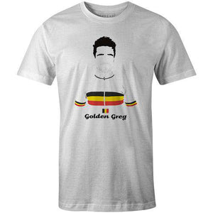 Golden GregBICI - THREAD+SPOKE | MTB APPAREL | ROAD BIKING T-SHIRTS | BICYCLE T SHIRTS |