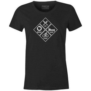 Eat, Sleep, Cycle, Repeat Women'sThread+Spoke - THREAD+SPOKE | MTB APPAREL | ROAD BIKING T-SHIRTS | BICYCLE T SHIRTS |