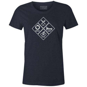 Eat, Sleep, Cycle, Repeat Women'sThread+Spoke - THREAD+SPOKE | MTB APPAREL | ROAD BIKING T-SHIRTS | BICYCLE T SHIRTS |