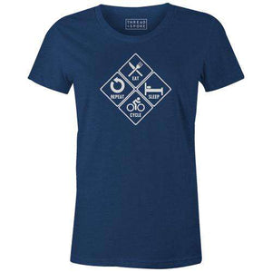 Eat, Sleep, Cycle, Repeat Women'sThread+Spoke - THREAD+SPOKE | MTB APPAREL | ROAD BIKING T-SHIRTS | BICYCLE T SHIRTS |