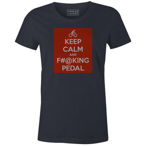 Keep Calm and Pedal Women'sMile24 - THREAD+SPOKE | MTB APPAREL | ROAD BIKING T-SHIRTS | BICYCLE T SHIRTS |