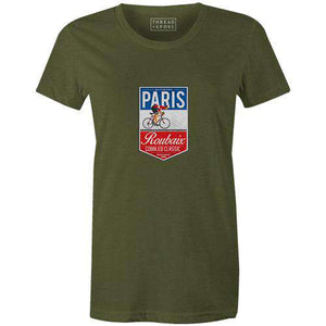 Paris Roubaix Badge Women'sThread+Spoke - THREAD+SPOKE | MTB APPAREL | ROAD BIKING T-SHIRTS | BICYCLE T SHIRTS |