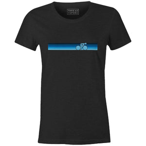 Rainbow Biker Retro Blue Women'sThread+Spoke - THREAD+SPOKE | MTB APPAREL | ROAD BIKING T-SHIRTS | BICYCLE T SHIRTS |
