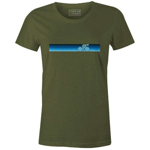 Rainbow Biker Retro Blue Women'sThread+Spoke - THREAD+SPOKE | MTB APPAREL | ROAD BIKING T-SHIRTS | BICYCLE T SHIRTS |