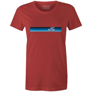 Rainbow Biker Retro Blue Women'sThread+Spoke - THREAD+SPOKE | MTB APPAREL | ROAD BIKING T-SHIRTS | BICYCLE T SHIRTS |