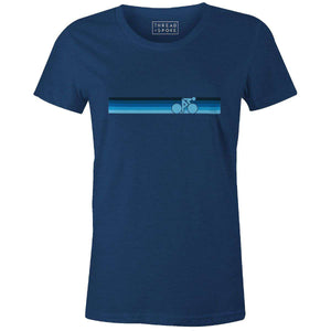 Rainbow Biker Retro Blue Women'sThread+Spoke - THREAD+SPOKE | MTB APPAREL | ROAD BIKING T-SHIRTS | BICYCLE T SHIRTS |