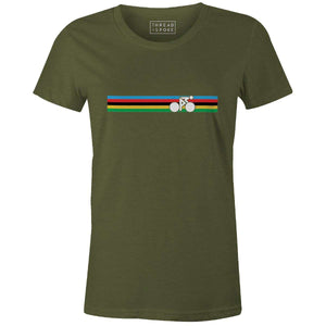 Rainbow Biker World Champ Women'sThread+Spoke - THREAD+SPOKE | MTB APPAREL | ROAD BIKING T-SHIRTS | BICYCLE T SHIRTS |