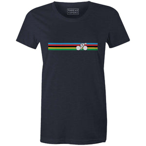 Rainbow Biker World Champ Women'sThread+Spoke - THREAD+SPOKE | MTB APPAREL | ROAD BIKING T-SHIRTS | BICYCLE T SHIRTS |
