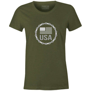 USA Badge Women'sKimball Henneman - THREAD+SPOKE | MTB APPAREL | ROAD BIKING T-SHIRTS | BICYCLE T SHIRTS |