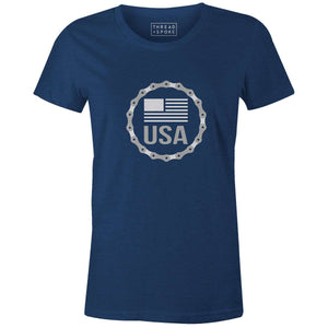 USA Badge Women'sKimball Henneman - THREAD+SPOKE | MTB APPAREL | ROAD BIKING T-SHIRTS | BICYCLE T SHIRTS |