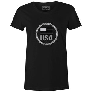 USA Badge Women'sKimball Henneman - THREAD+SPOKE | MTB APPAREL | ROAD BIKING T-SHIRTS | BICYCLE T SHIRTS |