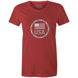 USA Badge Women'sKimball Henneman - THREAD+SPOKE | MTB APPAREL | ROAD BIKING T-SHIRTS | BICYCLE T SHIRTS |