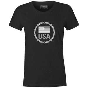 USA Badge Women'sKimball Henneman - THREAD+SPOKE | MTB APPAREL | ROAD BIKING T-SHIRTS | BICYCLE T SHIRTS |