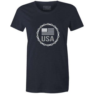 USA Badge Women'sKimball Henneman - THREAD+SPOKE | MTB APPAREL | ROAD BIKING T-SHIRTS | BICYCLE T SHIRTS |