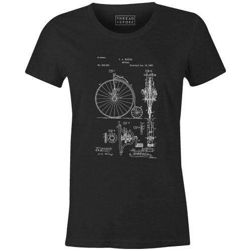 Bike Patent 1887 Women'sPoster Bob - THREAD+SPOKE | MTB APPAREL | ROAD BIKING T-SHIRTS | BICYCLE T SHIRTS |