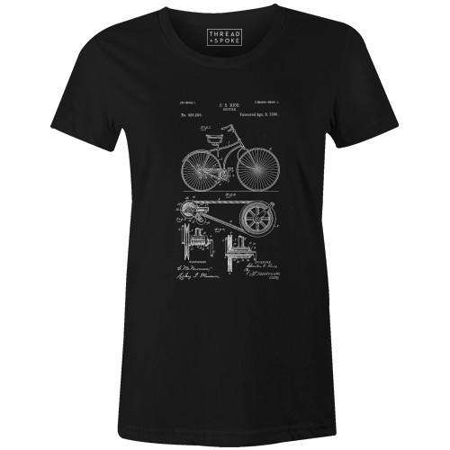 Bike Patent 1890 Women'sPoster Bob - THREAD+SPOKE | MTB APPAREL | ROAD BIKING T-SHIRTS | BICYCLE T SHIRTS |