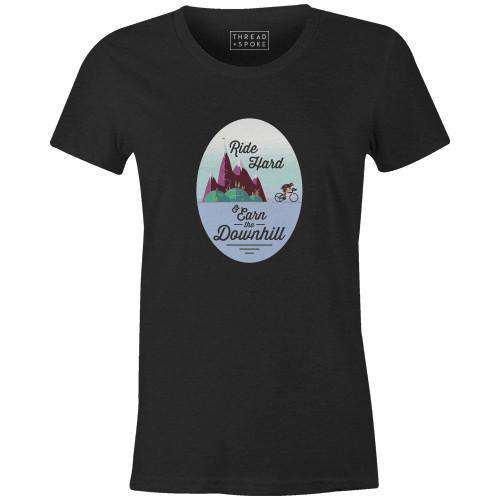 Earn the Downhill Women'sThread+Spoke - THREAD+SPOKE | MTB APPAREL | ROAD BIKING T-SHIRTS | BICYCLE T SHIRTS |