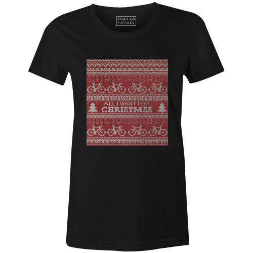 All I Want For Christmas Women'sThread+Spoke - THREAD+SPOKE | MTB APPAREL | ROAD BIKING T-SHIRTS | BICYCLE T SHIRTS |