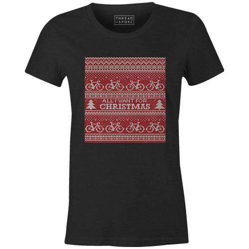 All I Want For Christmas Women'sThread+Spoke - THREAD+SPOKE | MTB APPAREL | ROAD BIKING T-SHIRTS | BICYCLE T SHIRTS |