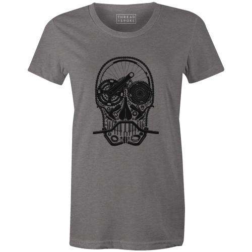 Bike Part Skull Women'sT-Shirt Evolution - THREAD+SPOKE | MTB APPAREL | ROAD BIKING T-SHIRTS | BICYCLE T SHIRTS |