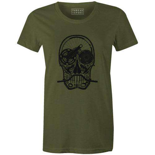 Bike Part Skull Women'sT-Shirt Evolution - THREAD+SPOKE | MTB APPAREL | ROAD BIKING T-SHIRTS | BICYCLE T SHIRTS |