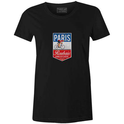 Paris Roubaix Badge Women'sThread+Spoke - THREAD+SPOKE | MTB APPAREL | ROAD BIKING T-SHIRTS | BICYCLE T SHIRTS |