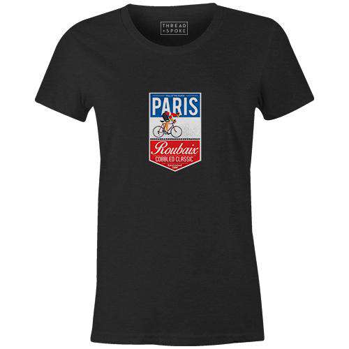Paris Roubaix Badge Women'sThread+Spoke - THREAD+SPOKE | MTB APPAREL | ROAD BIKING T-SHIRTS | BICYCLE T SHIRTS |