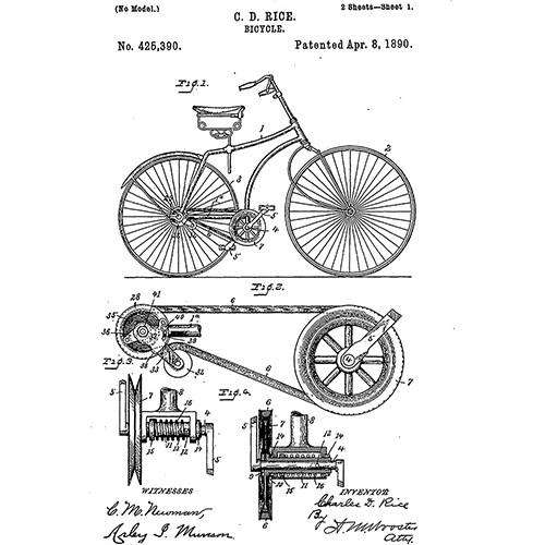 Bike Patent 1890Poster Bob - THREAD+SPOKE | MTB APPAREL | ROAD BIKING T-SHIRTS | BICYCLE T SHIRTS |
