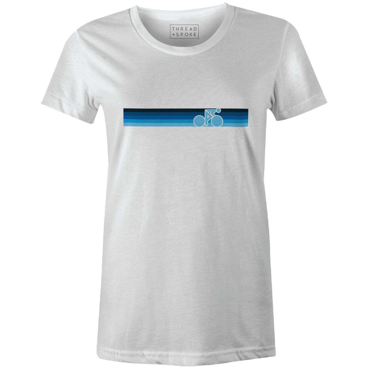 Rainbow Biker Retro Blue Women'sThread+Spoke - THREAD+SPOKE | MTB APPAREL | ROAD BIKING T-SHIRTS | BICYCLE T SHIRTS |